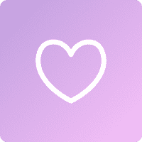 White heart icon on purple gradient background.