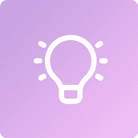 Light bulb icon on purple background.